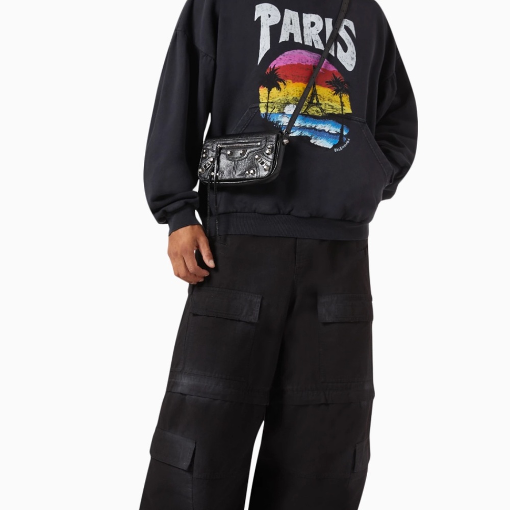 Paris Tropical Round Hoodie Black | BALENCIAGA